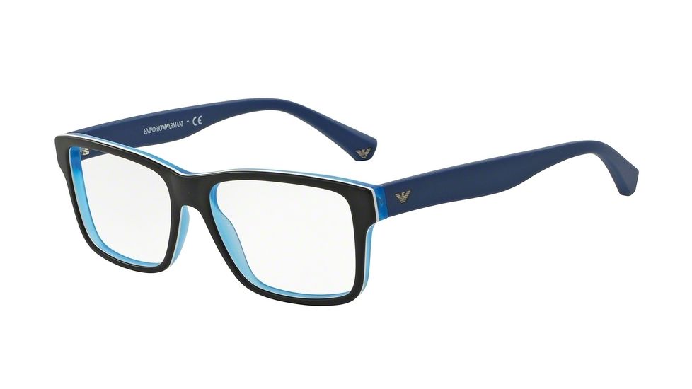 Armani EA3059 Bifocal Prescription Eyeglasses 5392-53 - Top Black/matte Blue Frame