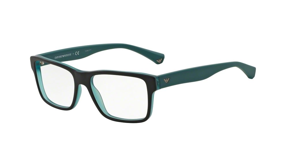 Armani EA3059 Bifocal Prescription Eyeglasses 5393-53 - Top Black/matte Turquoise Frame