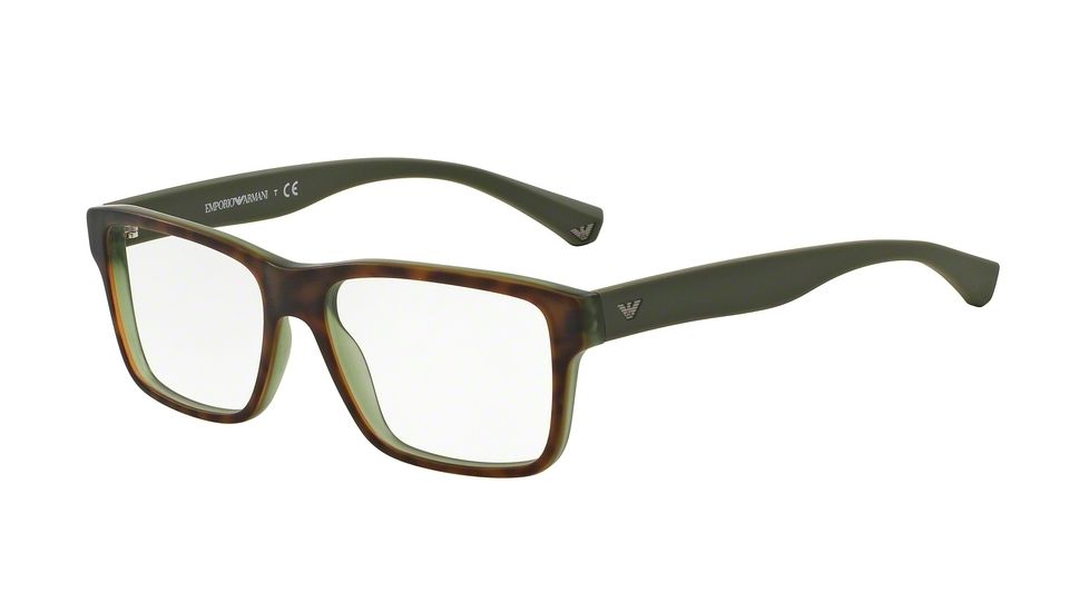 Armani EA3059 Bifocal Prescription Eyeglasses 5394-53 - Top Havana/matte Green Frame