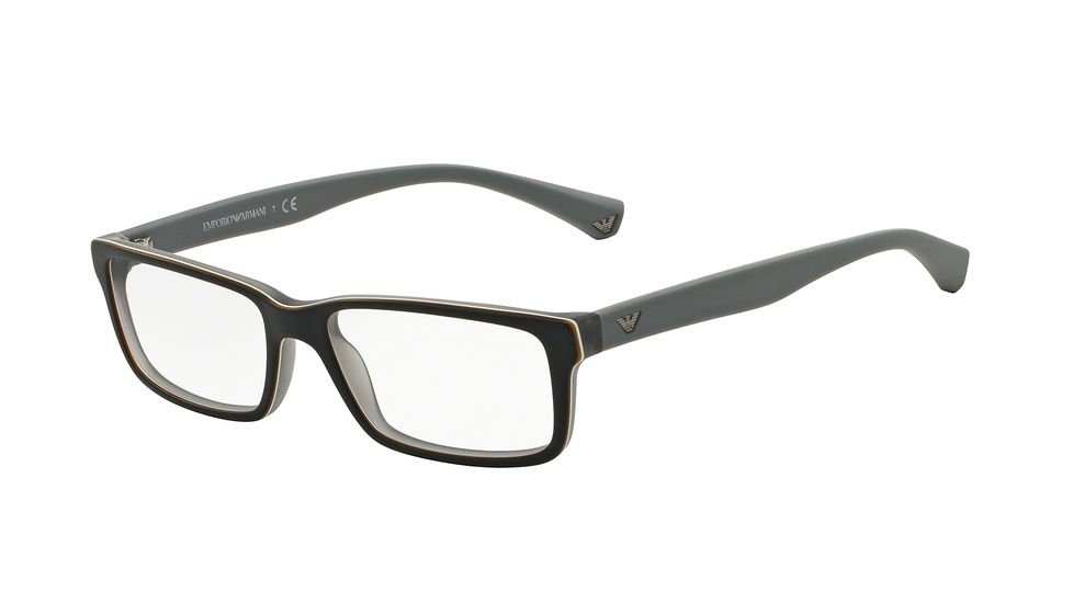 Armani EA3061 Progressive Prescription Eyeglasses 5390-53 - Top Black/matte Grey Frame