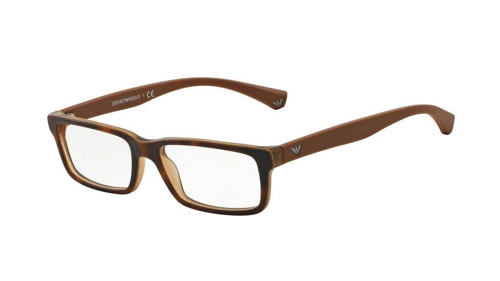 Armani EA3061 Progressive Prescription Eyeglasses 5391-53 - Top Havana/matte Brown Frame