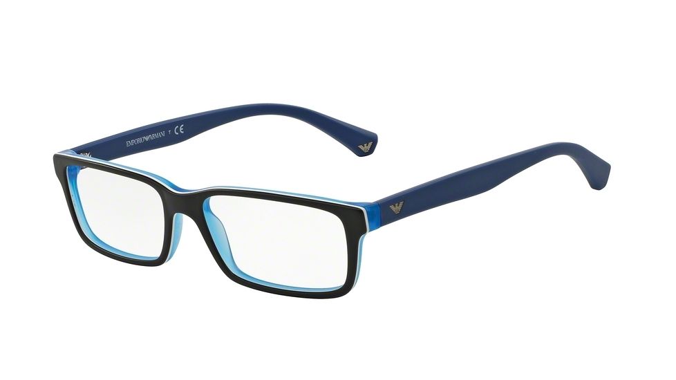 Armani EA3061 Progressive Prescription Eyeglasses 5392-53 - Top Black/matte Blue Frame