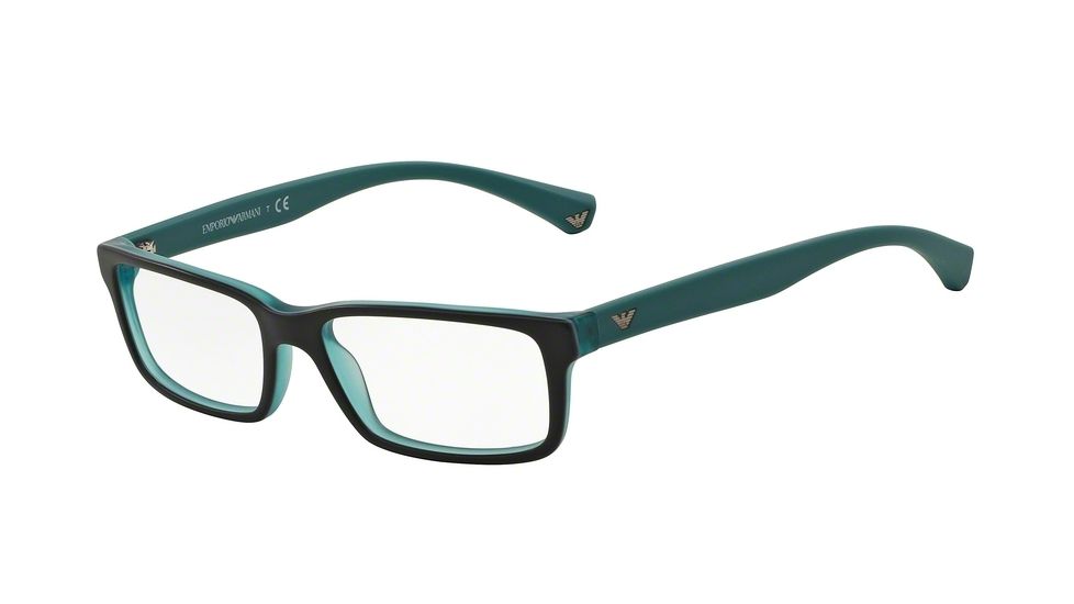 Armani EA3061 Progressive Prescription Eyeglasses 5393-55 - Top Black/matte Turquoise Frame