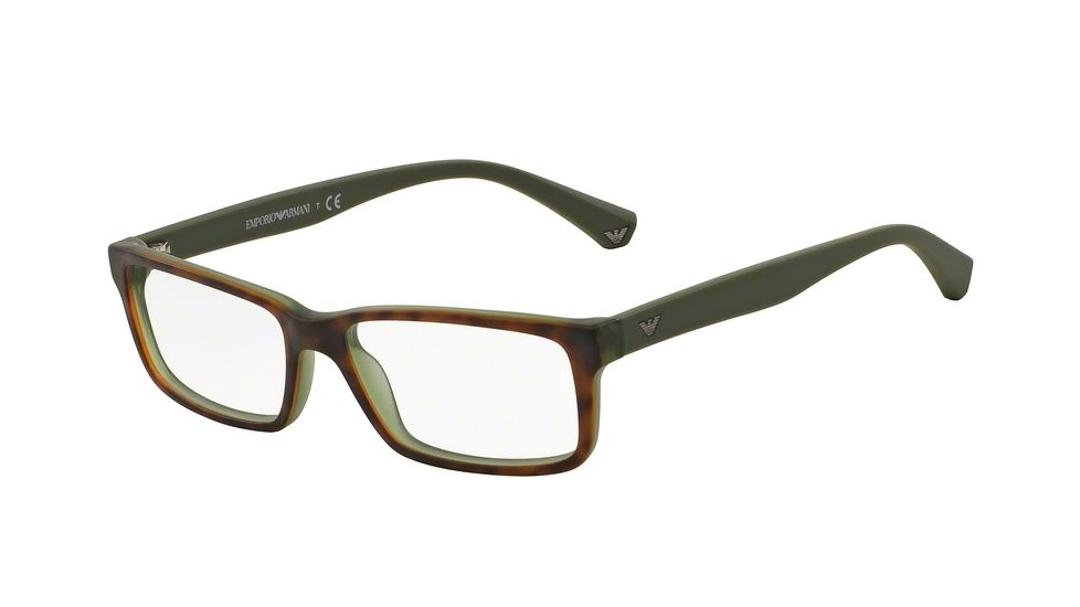 Armani EA3061 Progressive Prescription Eyeglasses 5394-53 - Top Havana/matte Green Frame