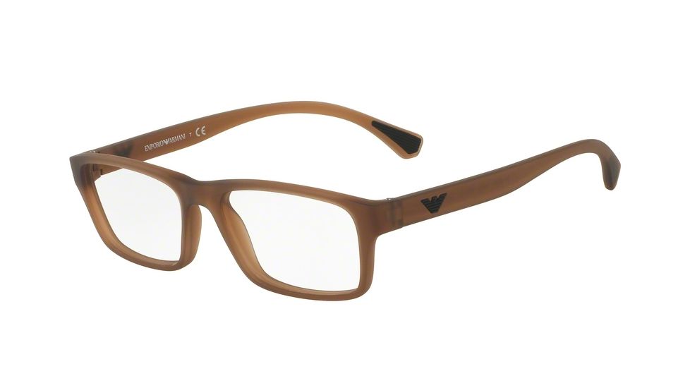 Armani EA3088 Bifocal Prescription Eyeglasses 5533-53 - Matte Transparent Brown Frame