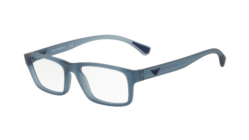 Armani EA3088 Bifocal Prescription Eyeglasses 5535-53 - Matte Transparent Blue Frame