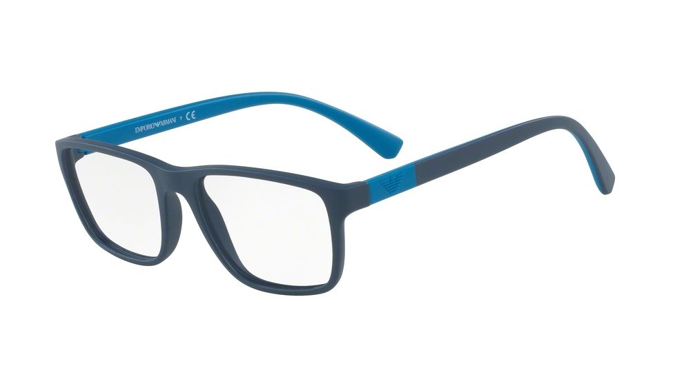 Armani EA3091 Single Vision Prescription Eyeglasses 5504-53 - Matte Blue Frame
