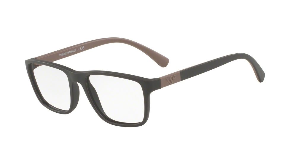 Armani EA3091 Single Vision Prescription Eyeglasses 5509-53 - Matte Brown Frame