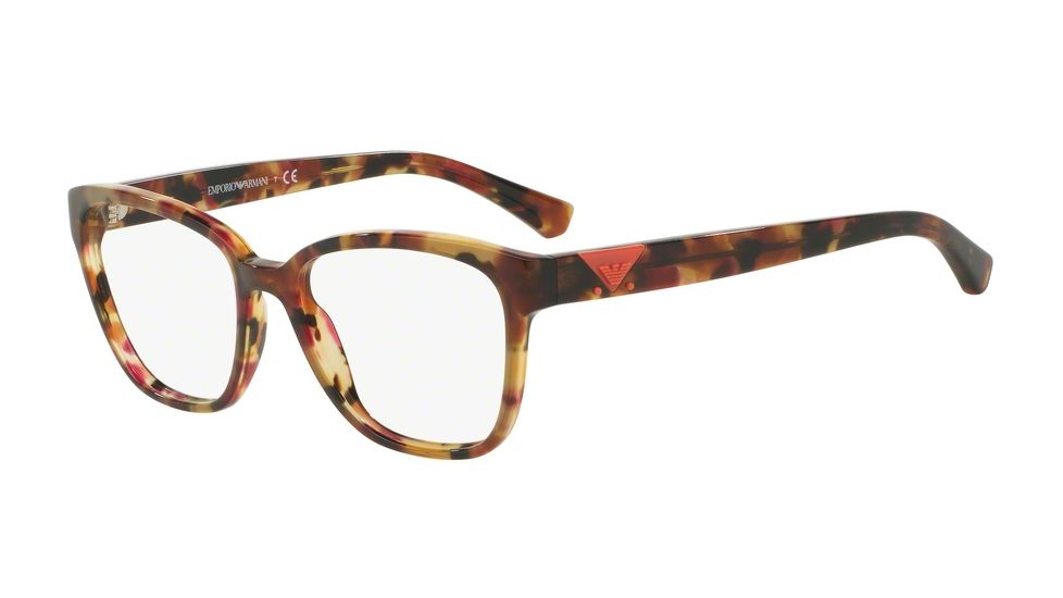 Armani EA3094F Single Vision Prescription Eyeglasses 5541-54 - Havana Spot Raspberry Frame