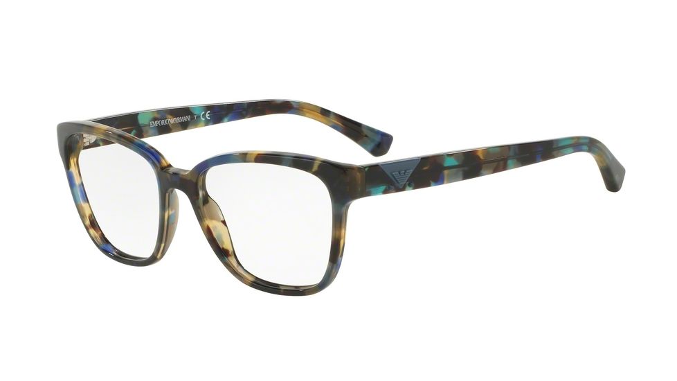 Armani EA3094F Single Vision Prescription Eyeglasses 5542-54 - Havana Spot Blue Frame