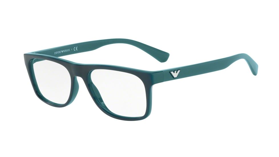 Armani EA3097 Single Vision Prescription Eyeglasses 5554-53 - Top Green On Petroleum Frame