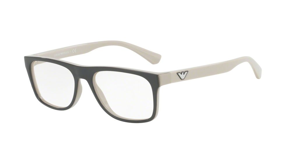 Armani EA3097 Single Vision Prescription Eyeglasses 5557-53 - Top Grey On Beige Frame