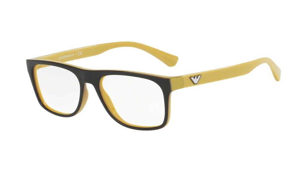 Armani EA3097F Bifocal Prescription Eyeglasses 5555-56 - Top Brown On Yellow Frame