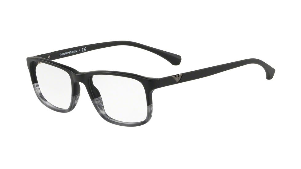 Armani EA3098 Bifocal Prescription Eyeglasses 5566-55 - Black/tr Striped Grey Frame