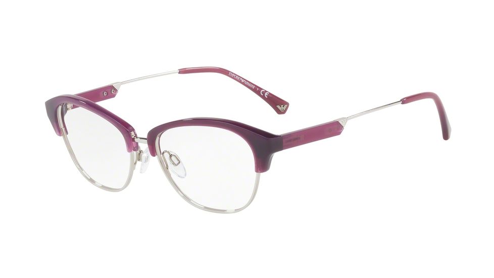 Armani EA3115 Progressive Prescription Eyeglasses 5611-52 - Opal Violet/silver Frame