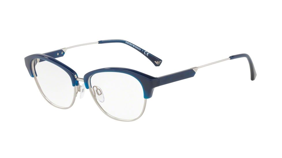 Armani EA3115 Progressive Prescription Eyeglasses 5612-52 - Opal Blue/matte Silver Frame