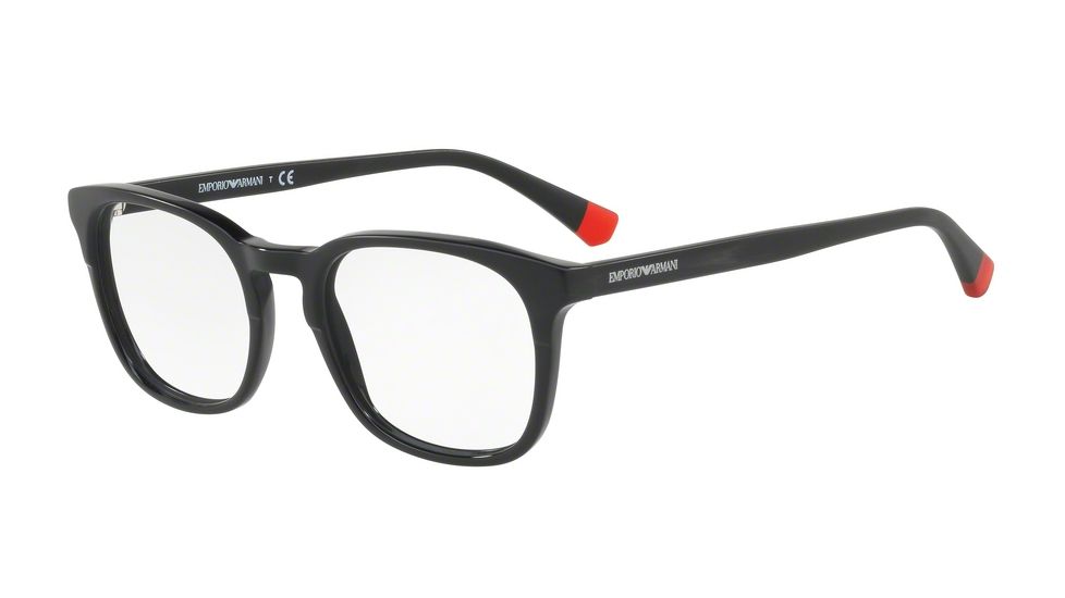 Armani EA3118F Single Vision Prescription Eyeglasses 5001-53 - Matte Black / Black Frame