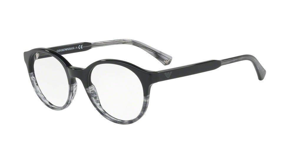 Armani EA3122F Bifocal Prescription Eyeglasses 5566-51 - Black/tr Striped Grey Frame
