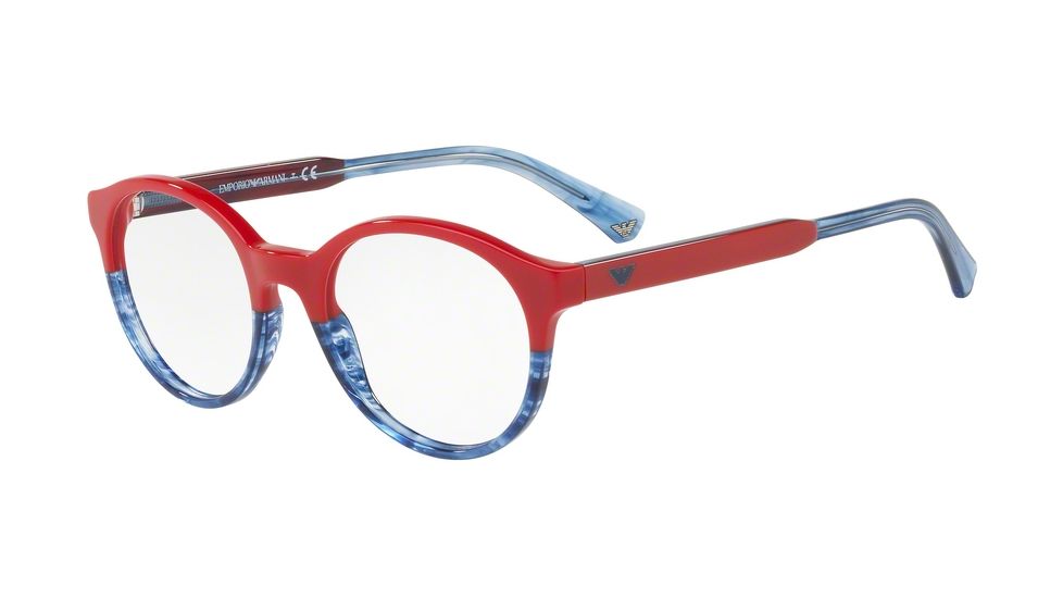 Armani EA3122F Bifocal Prescription Eyeglasses 5573-51 - Red/tr Striped Blue Frame