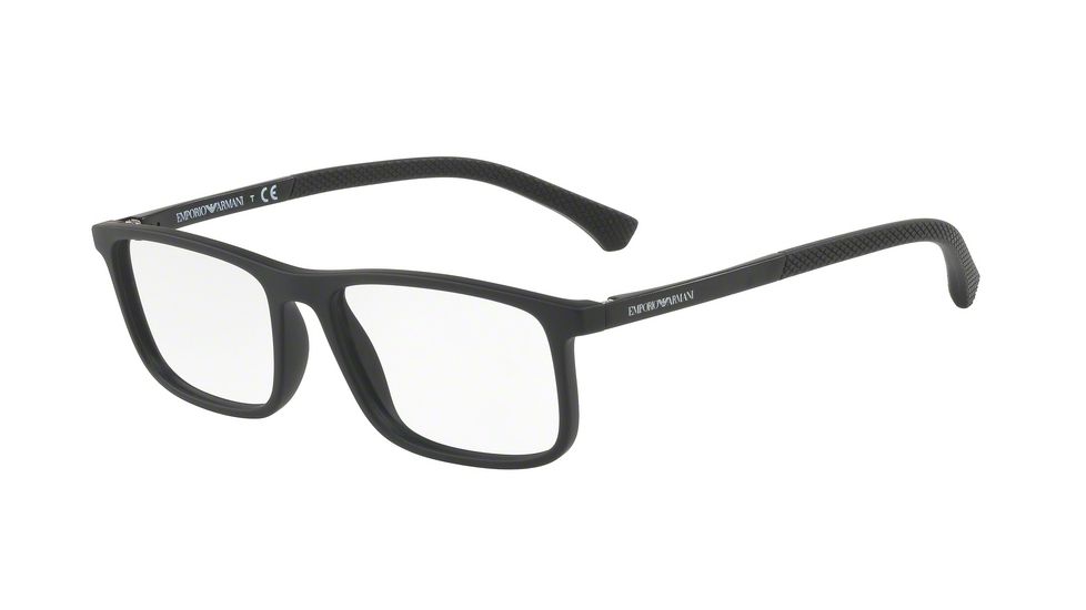 Armani EA3125F Single Vision Prescription Eyeglasses 5063-55 - Black Rubber Frame
