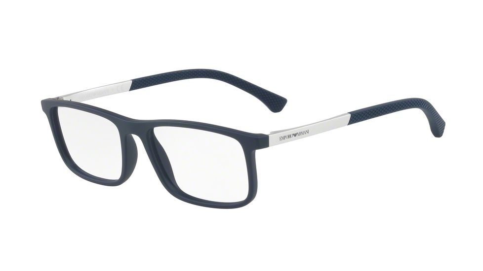 Armani EA3125F Single Vision Prescription Eyeglasses 5474-55 - Blue Rubber Frame