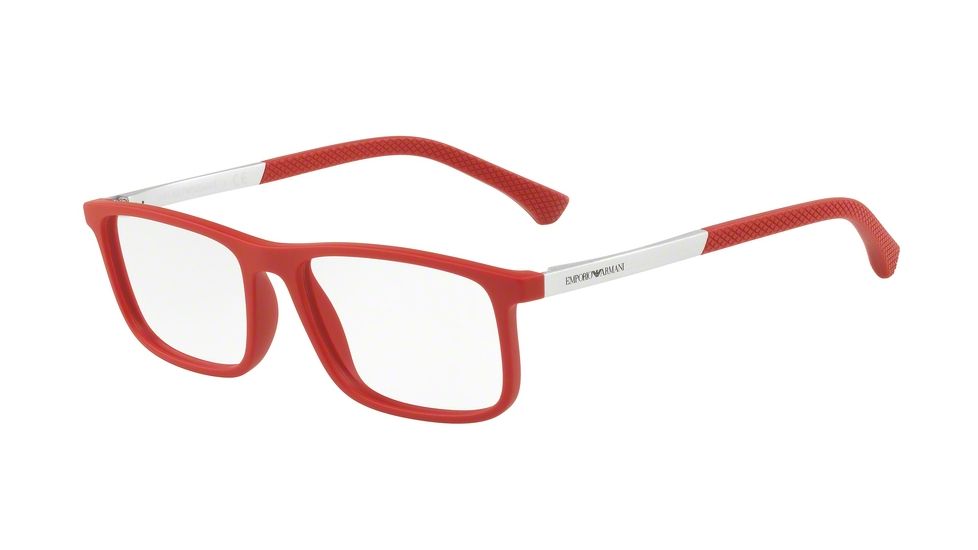 Armani EA3125F Single Vision Prescription Eyeglasses 5645-55 - Red Rubber Frame