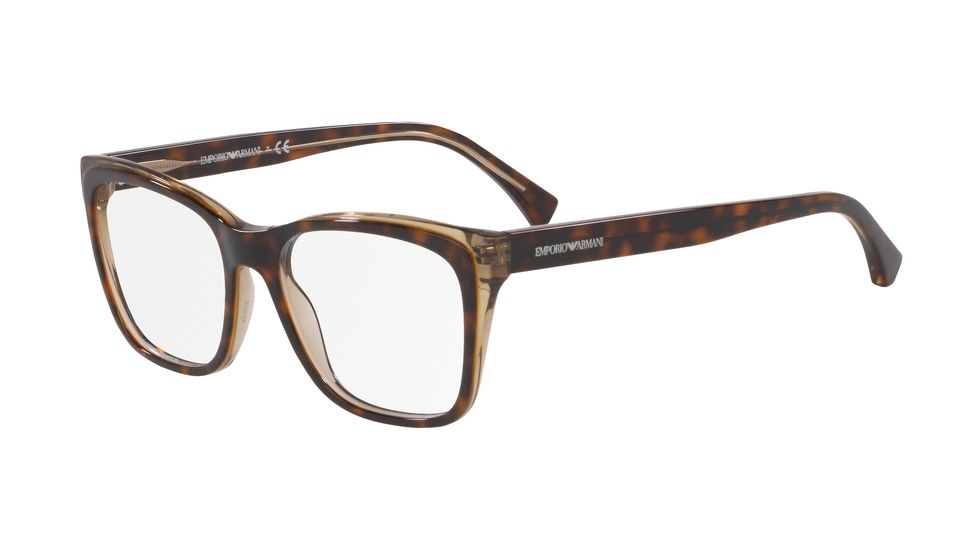 Armani EA3146F Prescription Eyeglasses, 54mm, Top Havana On Crystal Beige, EA3146F-5746-54-SV