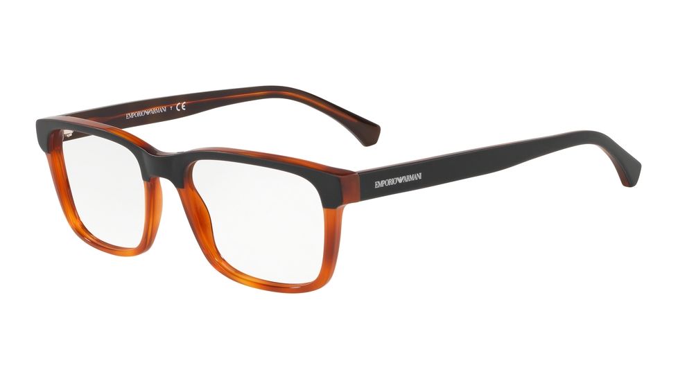 Armani EA3148F Prescription Eyeglasses, 55mm, Top Matte Black On Yellow Tortoise, EA3148F-5742-55-SV