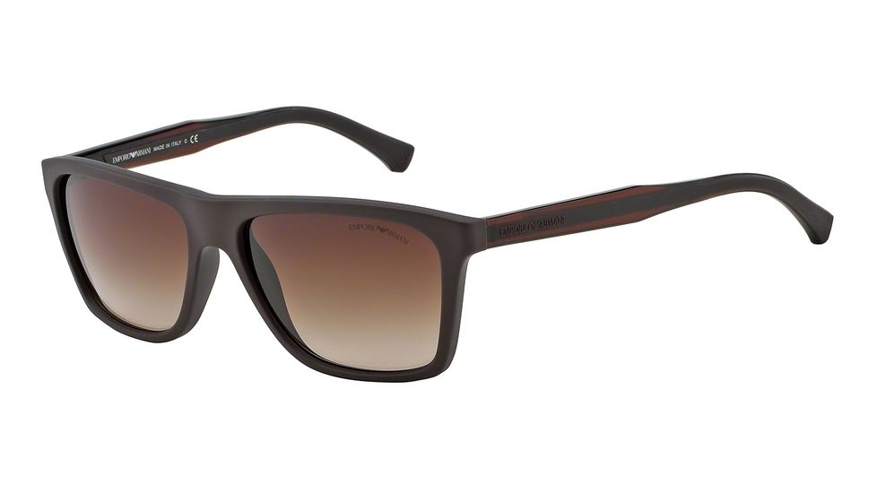 Armani EA4001 Single Vision Prescription Sunglasses EA4001-506413-56 - Lens Diameter 56 mm, Frame Color Brown Rubber
