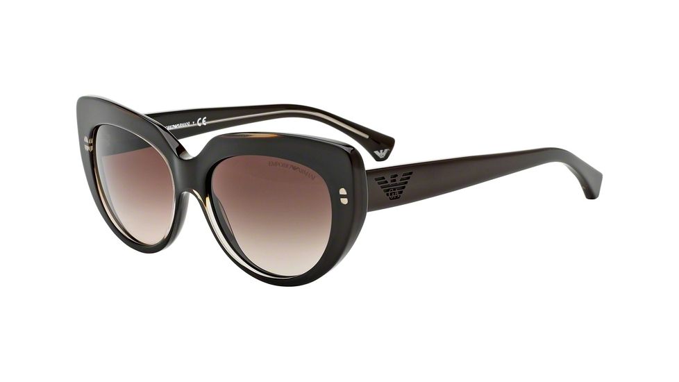 Armani EA4032 Progressive Prescription Sunglasses EA4032-522213-55 - Lens Diameter 55 mm, Frame Color Transp Brown/dark Brown