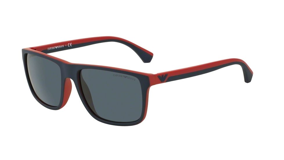 Armani EA4033 Single Vision Prescription Sunglasses EA4033-532587-56 - Lens Diameter 56 mm, Frame Color Blue/Red Rubber