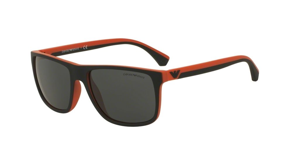 Armani EA4033 Single Vision Prescription Sunglasses EA4033-552987-56 - Lens Diameter 56 mm, Frame Color Top Black/orange Rubber