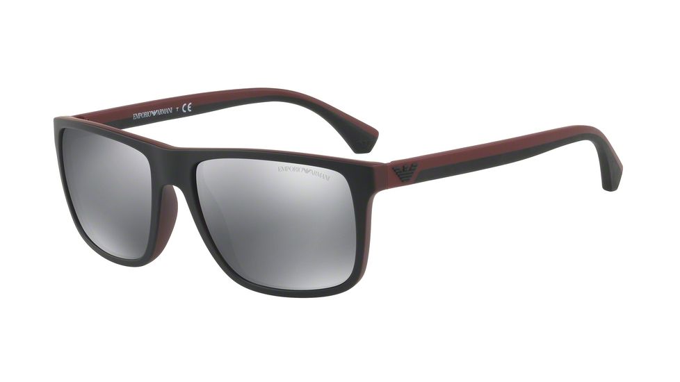 Armani EA4033 Single Vision Prescription Sunglasses EA4033-56146G-56 - Lens Diameter 56 mm, Frame Color Top Black On Bordeaux Rubber