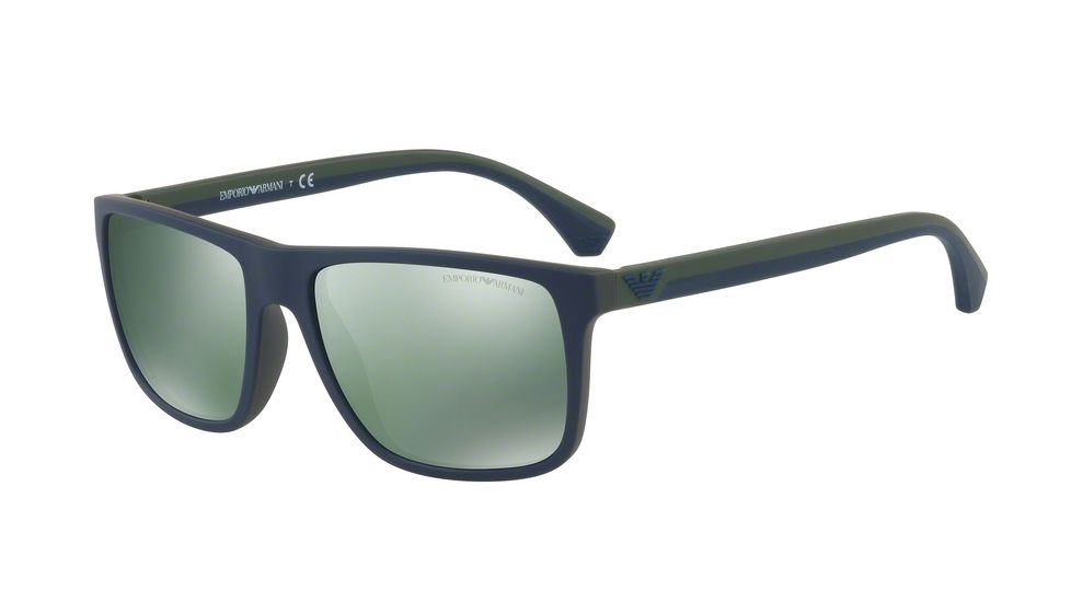 Armani EA4033 Single Vision Prescription Sunglasses EA4033-56156R-56 - Lens Diameter 56 mm, Frame Color Top Blue On Green Rubber