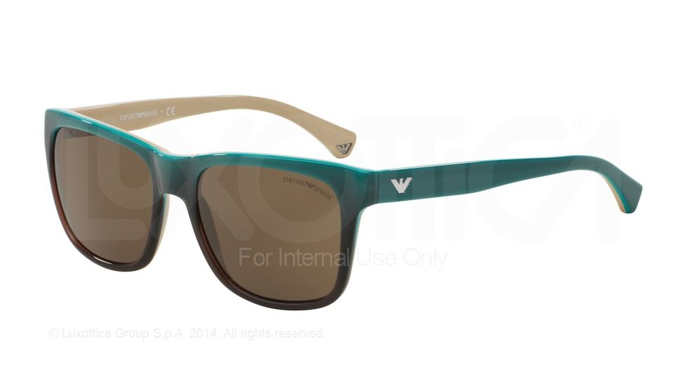 Armani EA4041F Single Vision Prescription Sunglasses EA4041F-534573-56 - Lens Diameter 56 mm, Frame Color Green Gradient Brown On Beige