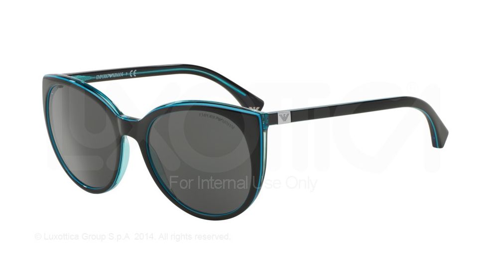 Armani EA4043 Progressive Prescription Sunglasses EA4043-535087-55 - Lens Diameter 55 mm, Frame Color Black/Azure Line/Azure