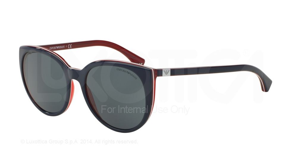 Armani EA4043 Progressive Prescription Sunglasses EA4043-535287-55 - Lens Diameter 55 mm, Frame Color Blue/White Line/Red