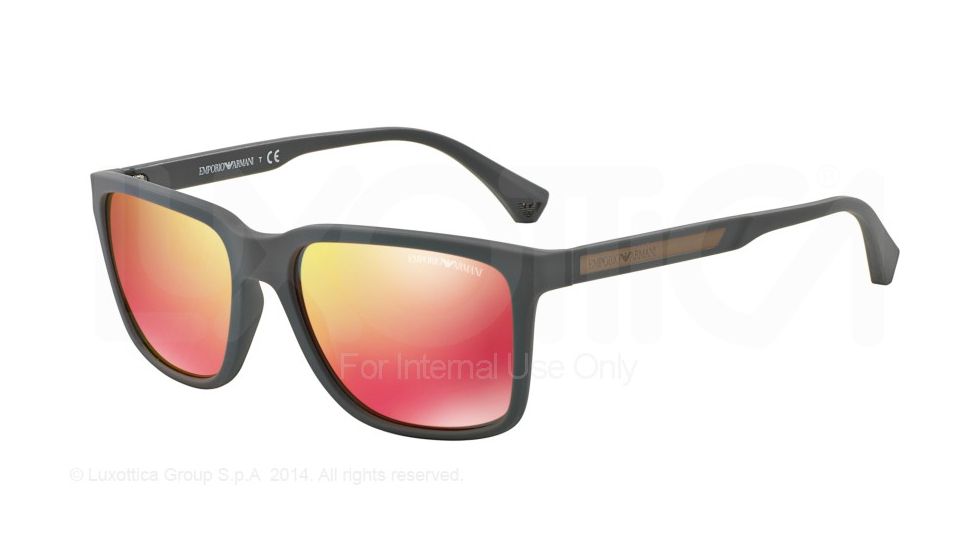 Armani EA4047 Progressive Prescription Sunglasses EA4047-52116Q-56 - Lens Diameter 56 mm, Frame Color Grey Rubber