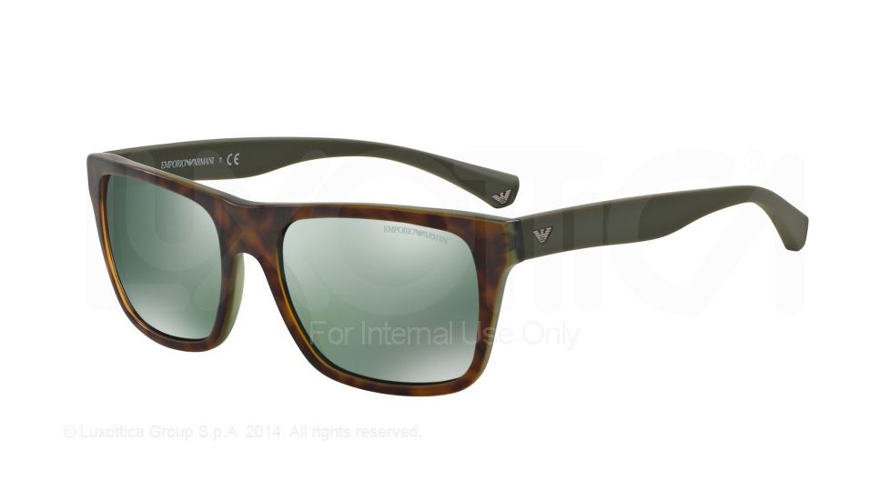Armani EA4048 Progressive Prescription Sunglasses EA4048-53946R-56 - Lens Diameter 56 mm, Frame Color Top Havana/matte Green