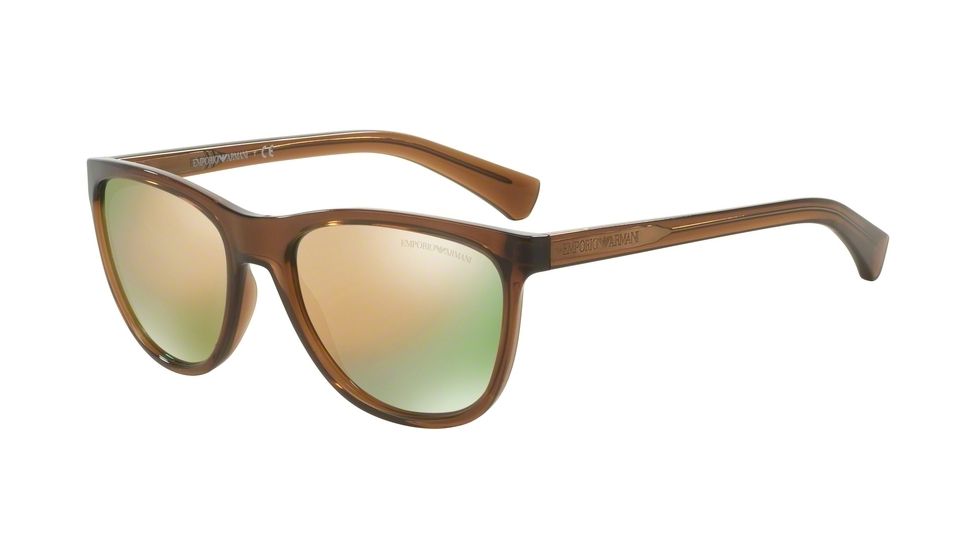 Armani EA4053 Single Vision Prescription Sunglasses EA4053-53744Z-57 - Lens Diameter 57 mm, Frame Color Transparent Brown