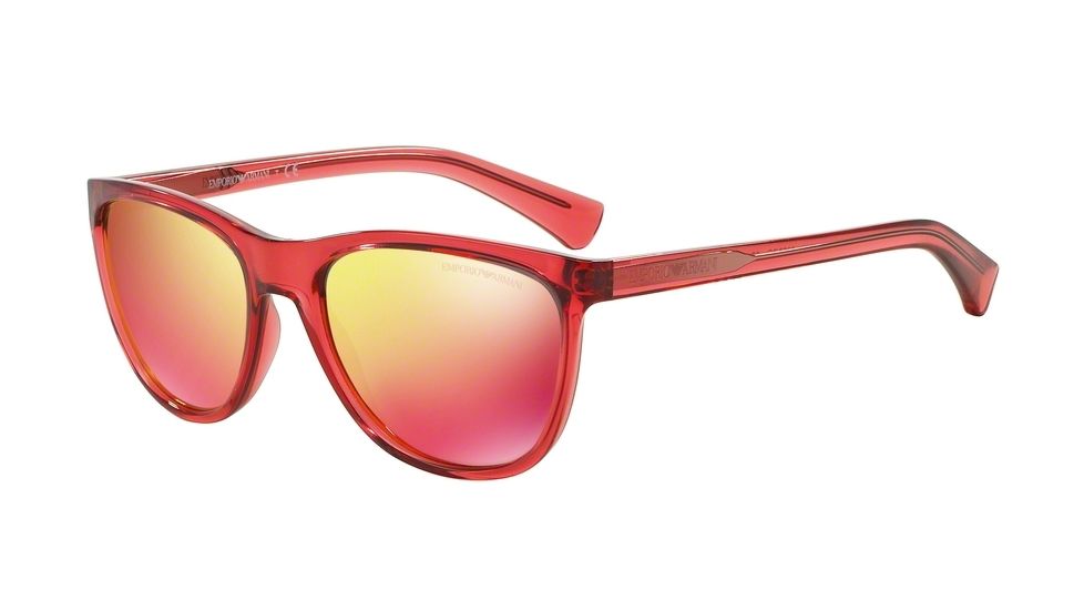 Armani EA4053 Single Vision Prescription Sunglasses EA4053-53776Q-57 - Lens Diameter 57 mm, Frame Color Transparent Coral