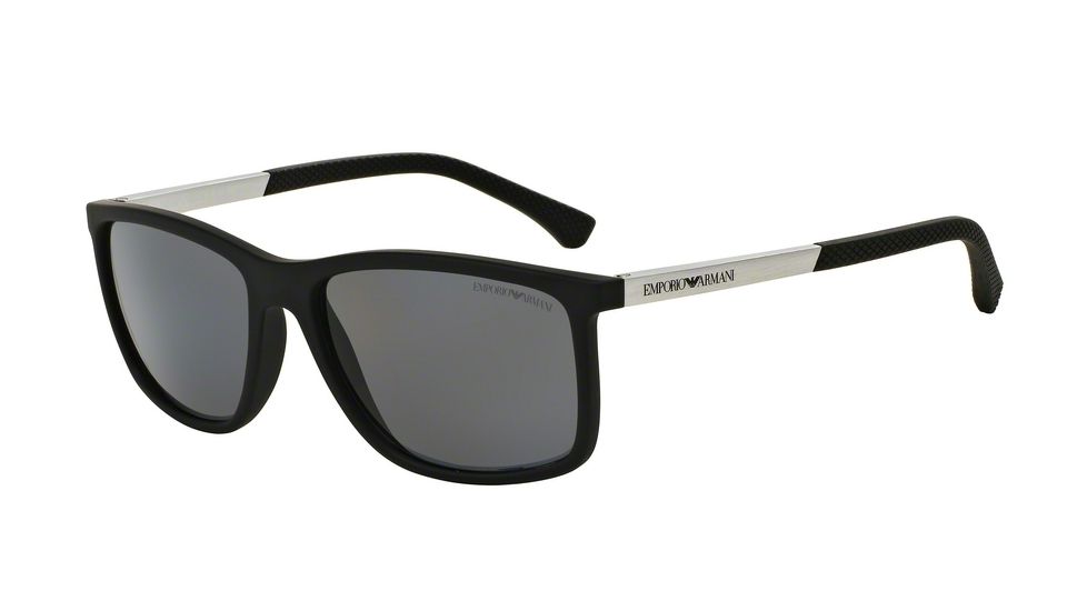 Armani EA4058 Single Vision Prescription Sunglasses EA4058-506381-58 - Lens Diameter 58 mm, Frame Color Black Rubber