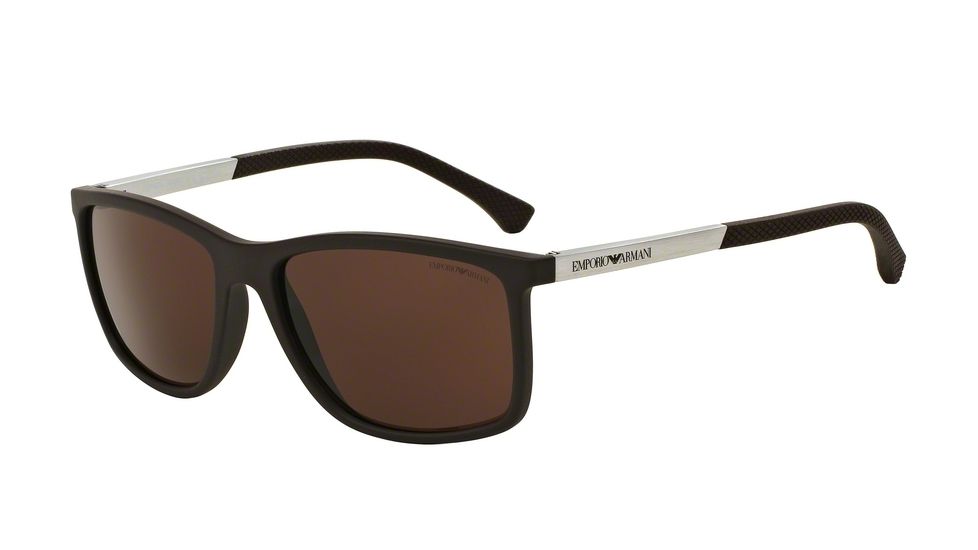 Armani EA4058 Single Vision Prescription Sunglasses EA4058-506473-58 - Lens Diameter 58 mm, Frame Color Brown Rubber