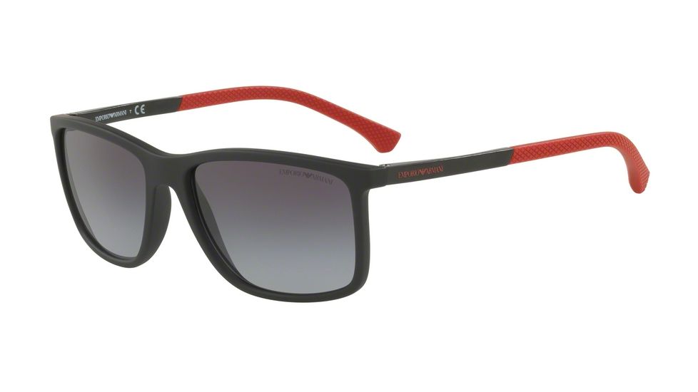 Armani EA4058 Single Vision Prescription Sunglasses EA4058-56498G-58 - Lens Diameter 58 mm, Frame Color Black Rubber