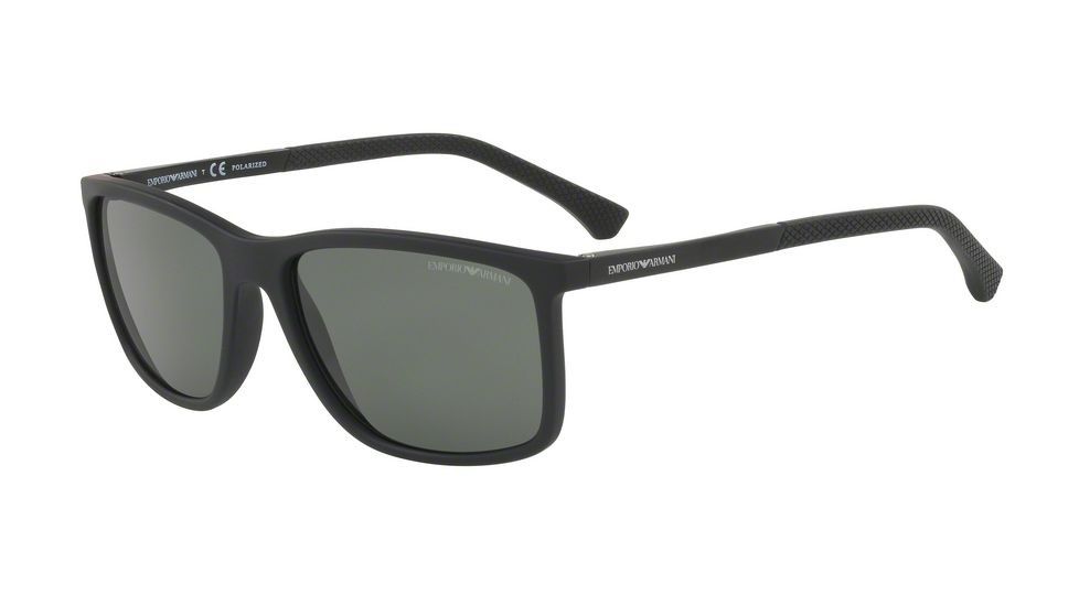 Armani EA4058 Single Vision Prescription Sunglasses EA4058-56539A-58 - Lens Diameter 58 mm, Frame Color Black Rubber