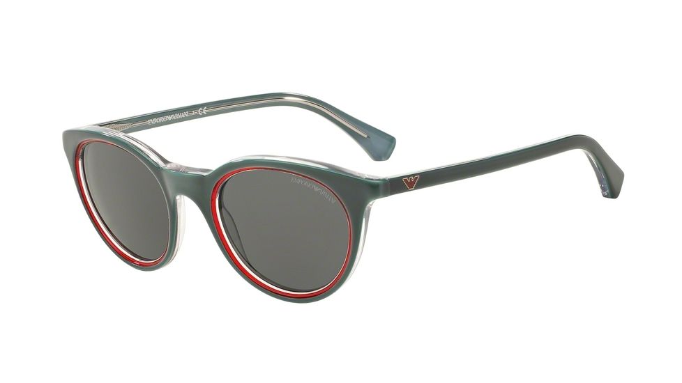 Armani EA4061 Single Vision Prescription Sunglasses EA4061-547987-49 - Lens Diameter 49 mm, Frame Color Top Green On Tr Red