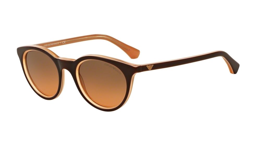 Armani EA4061 Single Vision Prescription Sunglasses EA4061-548018-49 - Lens Diameter 49 mm, Frame Color Brown On Tr Peach