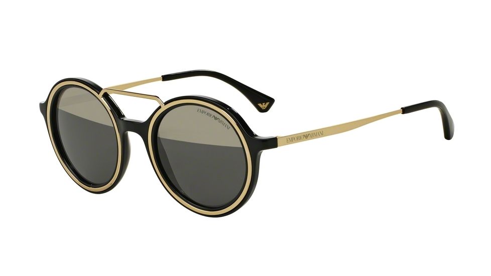 Armani EA4062 Single Vision Prescription Sunglasses EA4062-50171Z-49 - Lens Diameter 49 mm, Frame Color Black/pale Gold