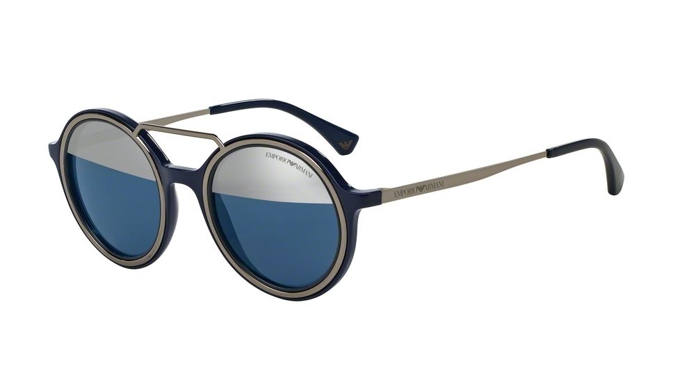 Armani EA4062 Single Vision Prescription Sunglasses EA4062-54521X-49 - Lens Diameter 49 mm, Frame Color Blue/Gunmetal