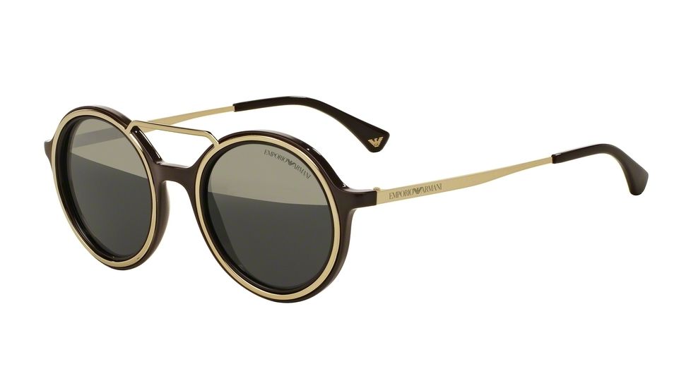 Armani EA4062 Single Vision Prescription Sunglasses EA4062-54631Z-49 - Lens Diameter 49 mm, Frame Color Brown/Pale Gold